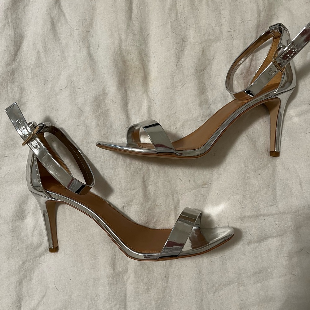 🩶 J. Crew silver metallic high-heel sandals size 11 🩶